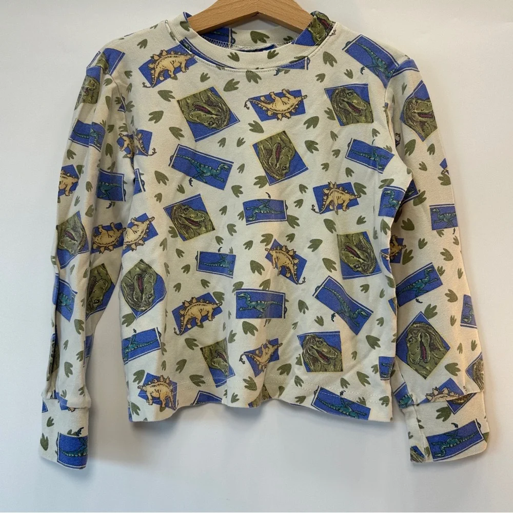 VTG BRATZ 80s 90s Dinos Geometric Long Sleeve‎ Shirt Unisex Kids 7
